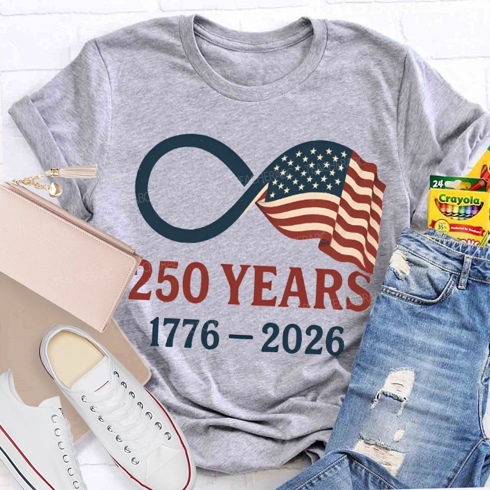 250 Years  Anniversary 1776-2026 Stars Stripes And Five-Pointed Star T-shirt