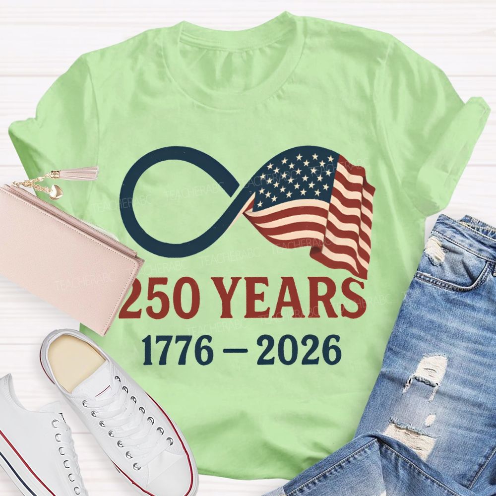 250 Years  Anniversary 1776-2026 Stars Stripes And Five-Pointed Star T-shirt