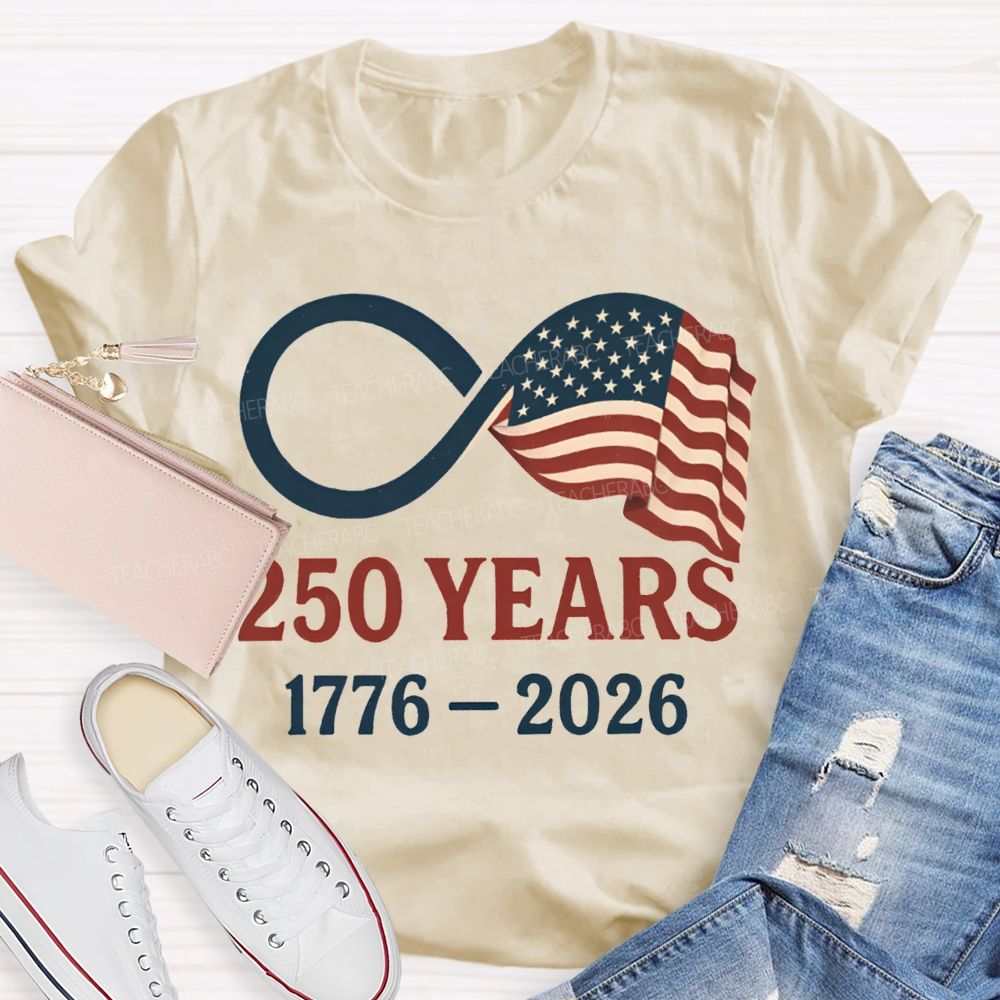 250 Years  Anniversary 1776-2026 Stars Stripes And Five-Pointed Star T-shirt