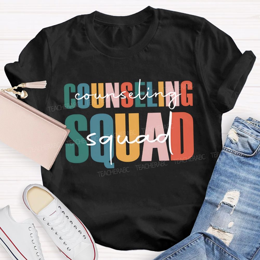 Counselor Squad Colorful Lettering Printing T-shirt