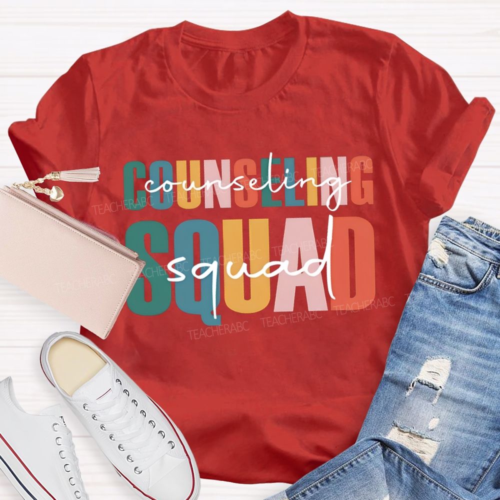 Counselor Squad Colorful Lettering Printing T-shirt