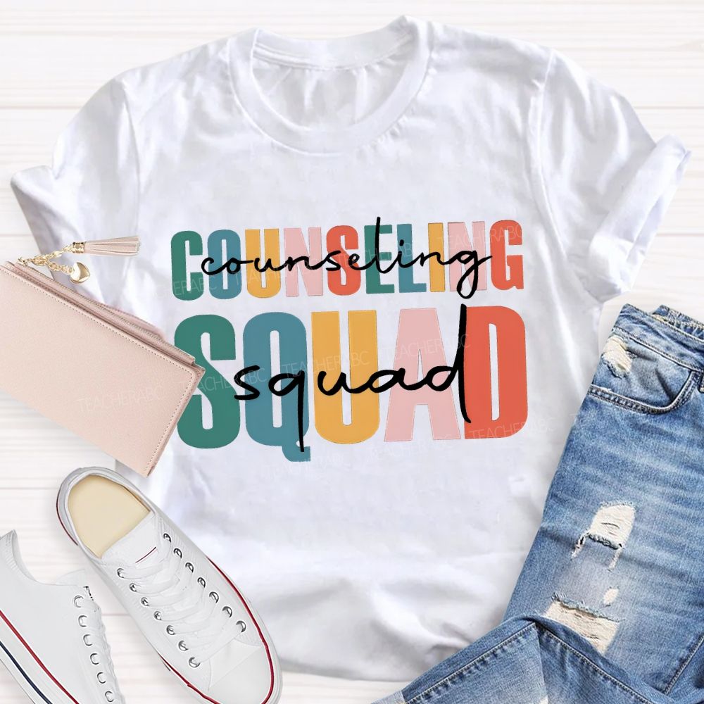 Counselor Squad Colorful Lettering Printing T-shirt