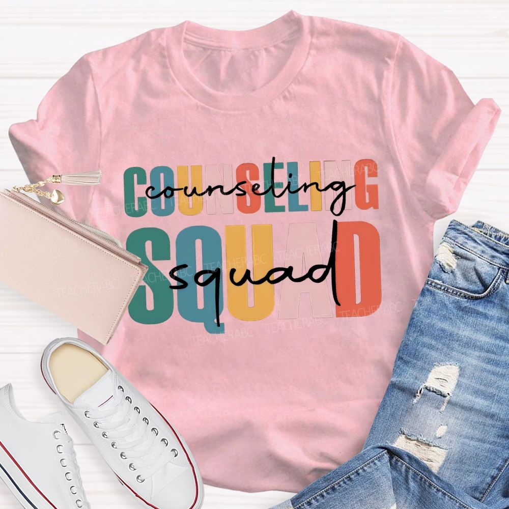 Counselor Squad Colorful Lettering Printing T-shirt