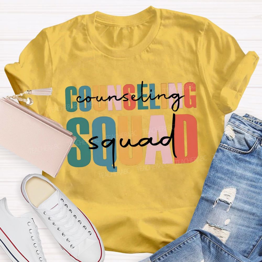 Counselor Squad Colorful Lettering Printing T-shirt