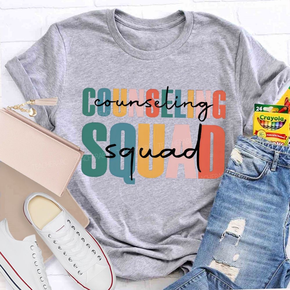 Counselor Squad Colorful Lettering Printing T-shirt