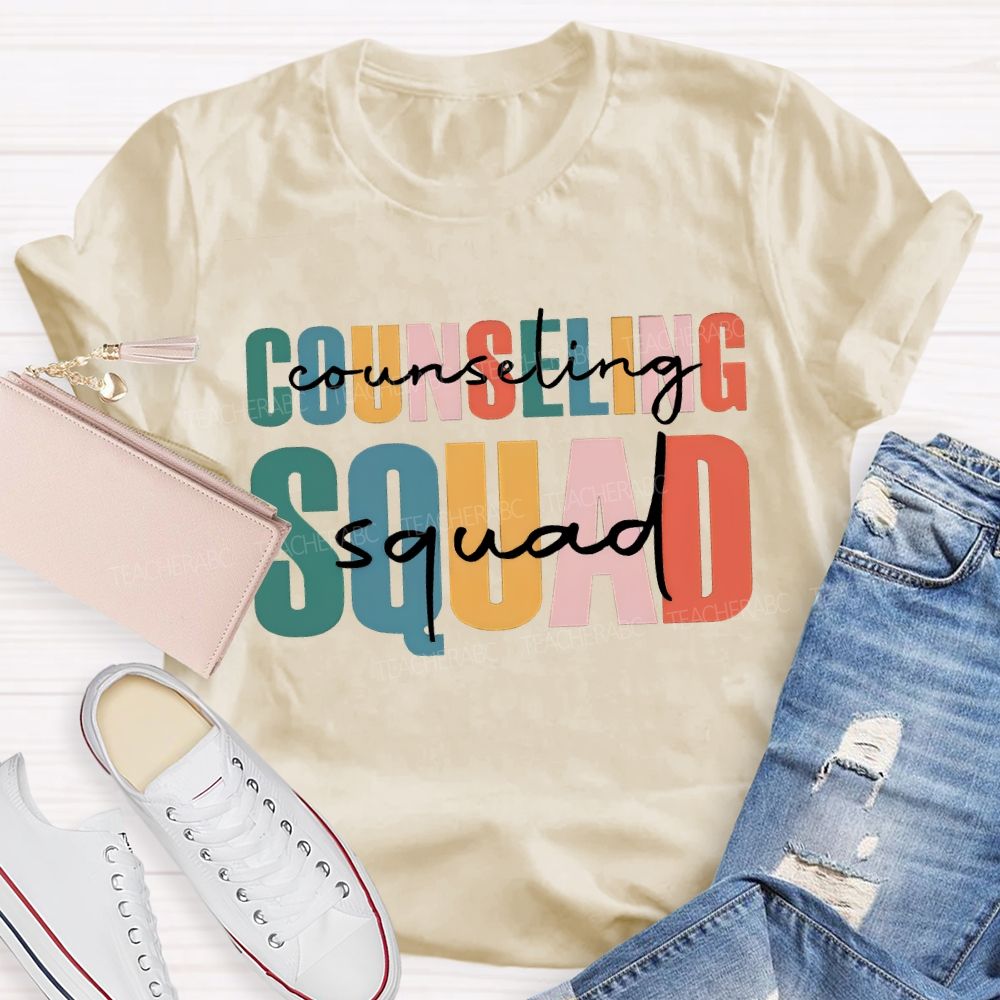 Counselor Squad Colorful Lettering Printing T-shirt