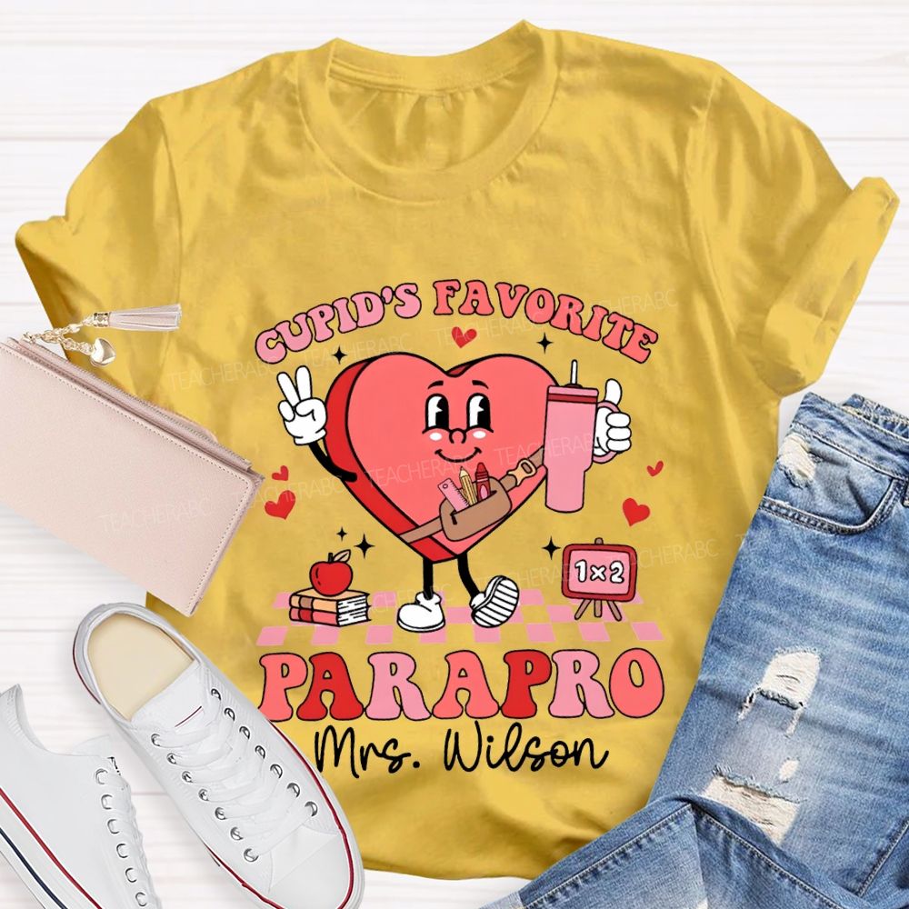 Personalized Name Cupid'S Favorite Parapro Heart Print T-shirt