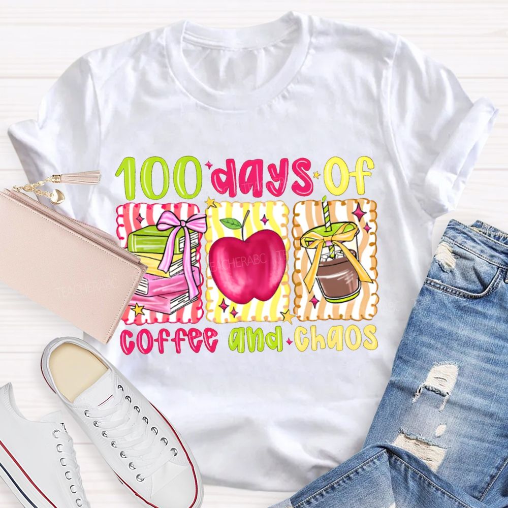 100 Days Of Coffee And Chaos Books And Apples T-shirt