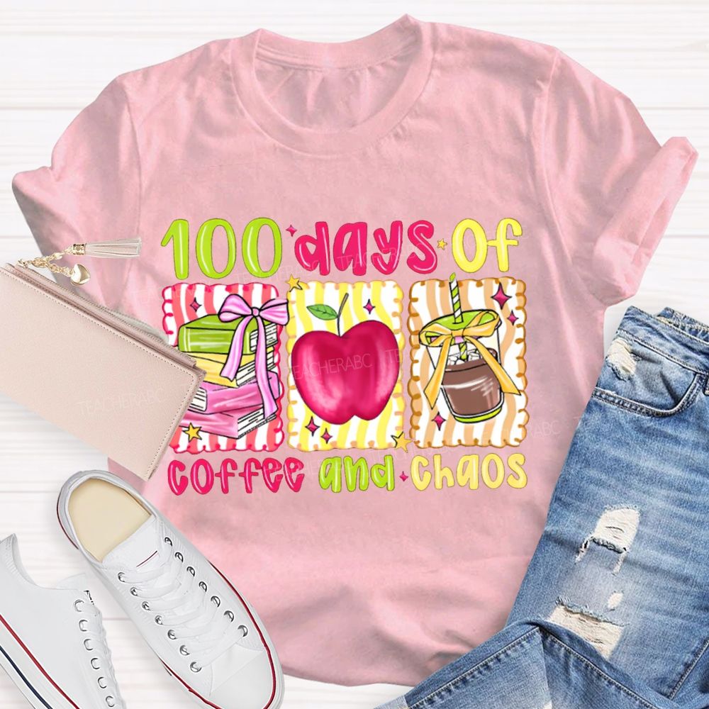100 Days Of Coffee And Chaos Books And Apples T-shirt