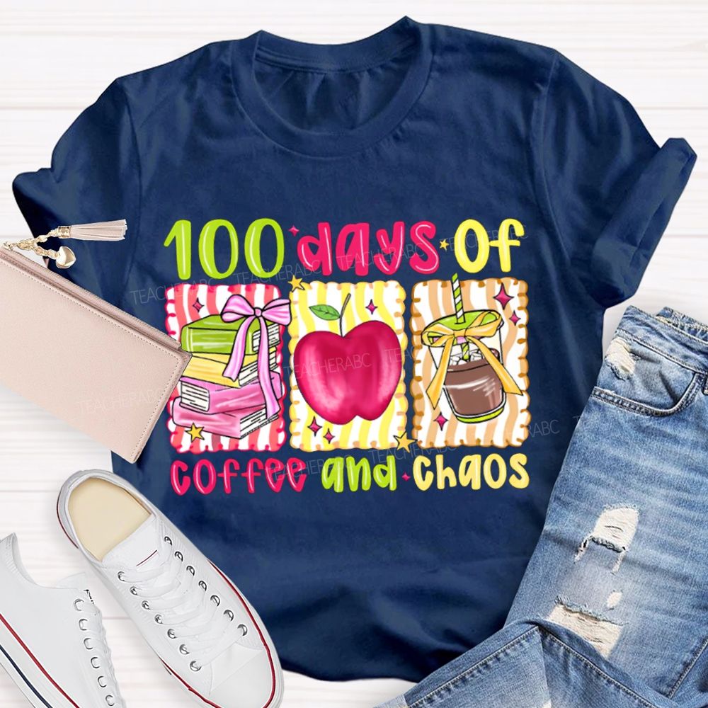 100 Days Of Coffee And Chaos Books And Apples T-shirt