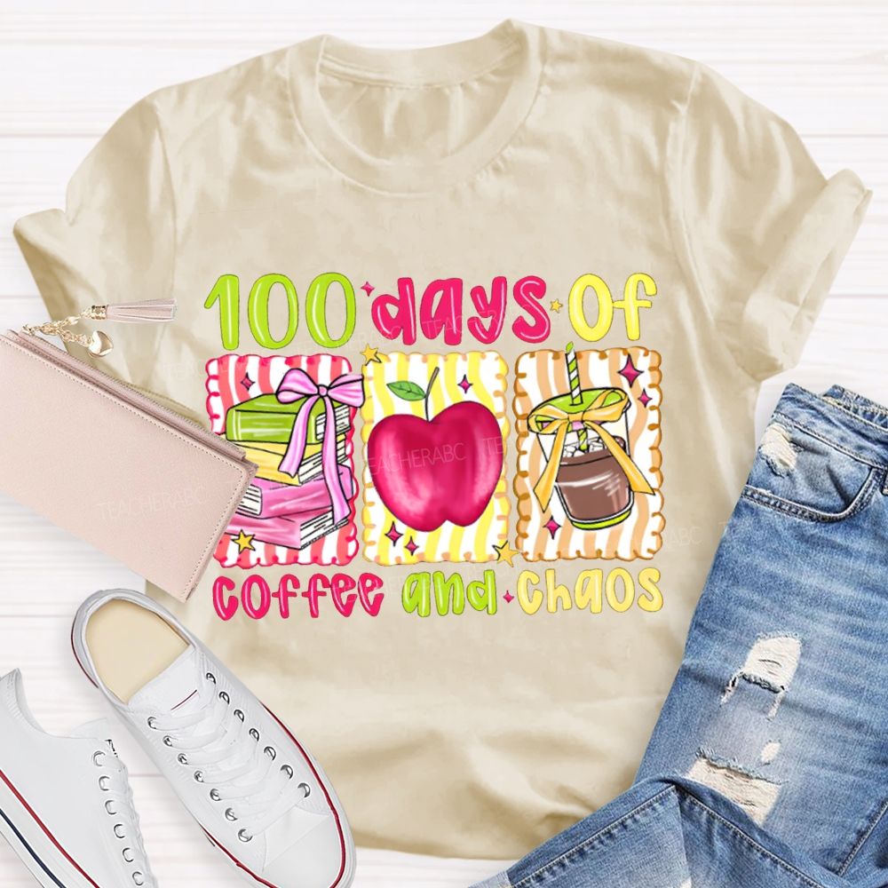 100 Days Of Coffee And Chaos Books And Apples T-shirt