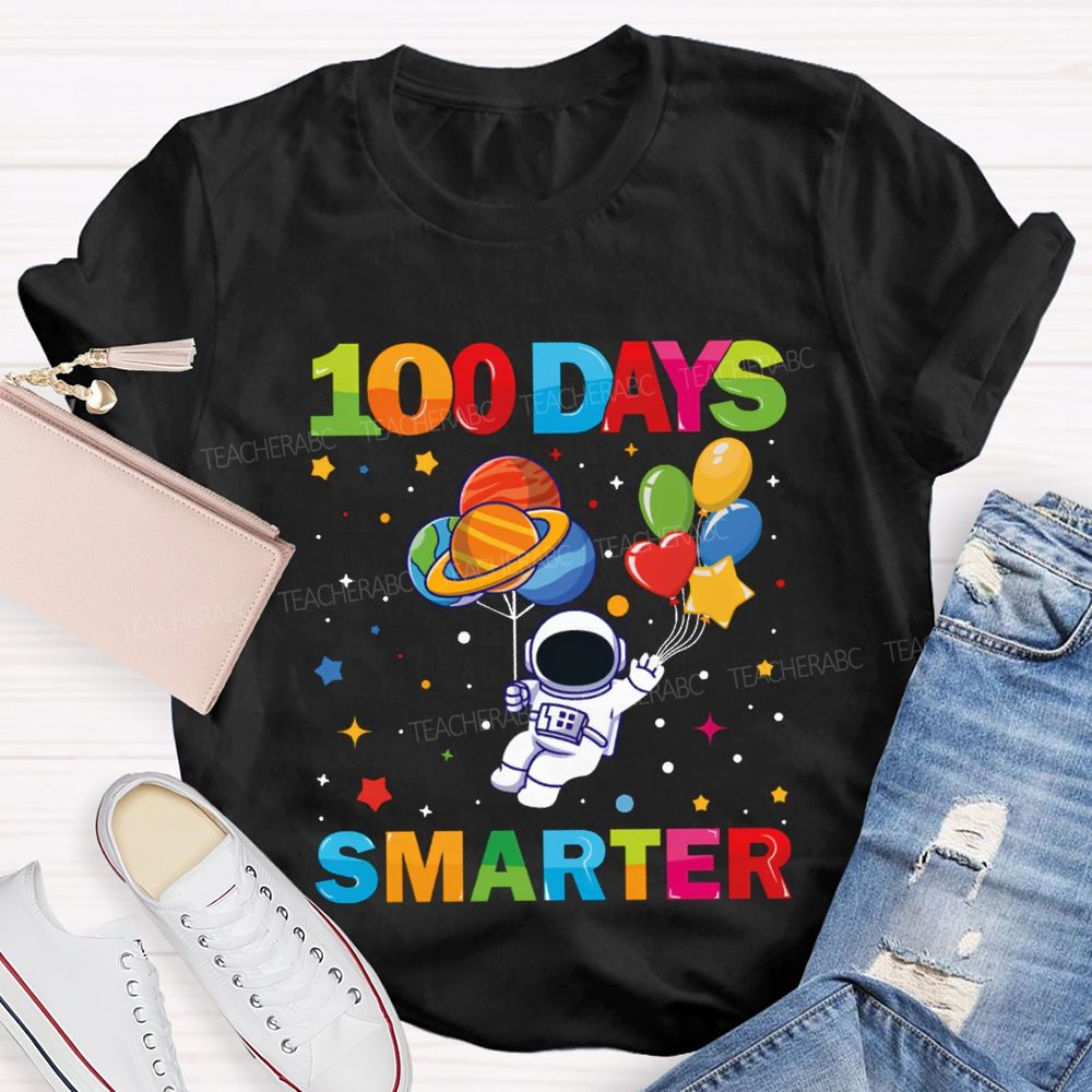 100 Days Smarter Colorful Balloons And Stars T-shirt