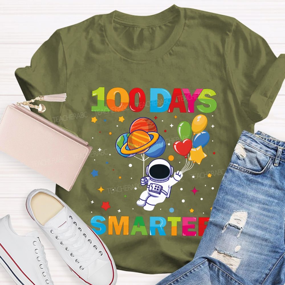 100 Days Smarter Colorful Balloons And Stars T-shirt