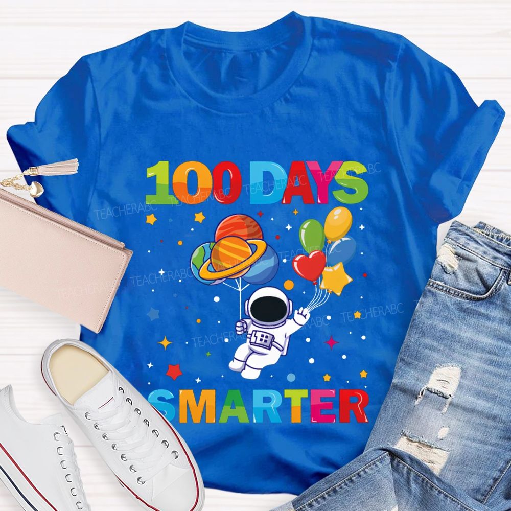 100 Days Smarter Colorful Balloons And Stars T-shirt