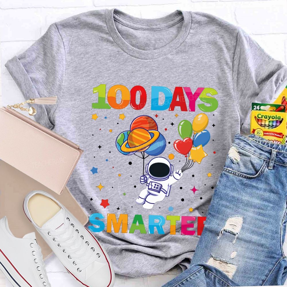 100 Days Smarter Colorful Balloons And Stars T-shirt