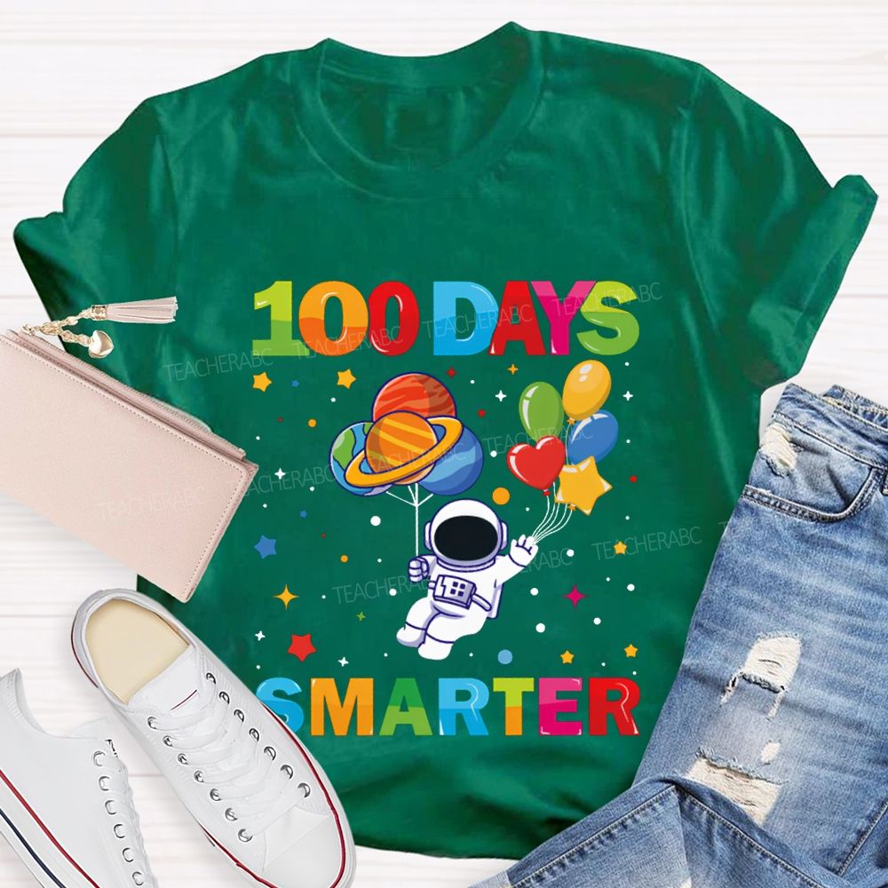 100 Days Smarter Colorful Balloons And Stars T-shirt