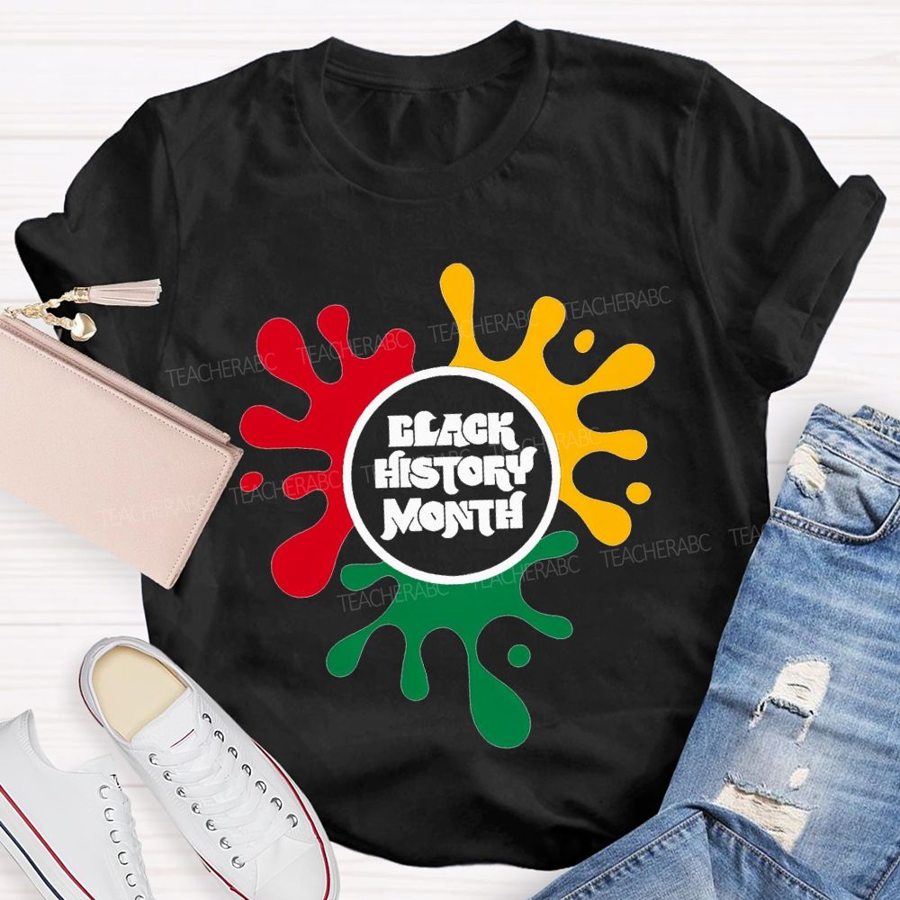 Black History Month Color Patchwork Print T-shirt
