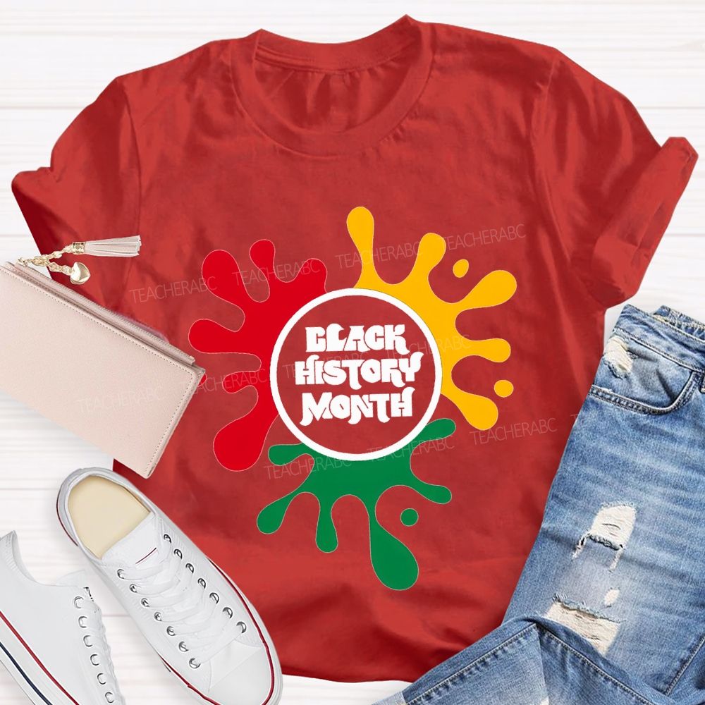 Black History Month Color Patchwork Print T-shirt