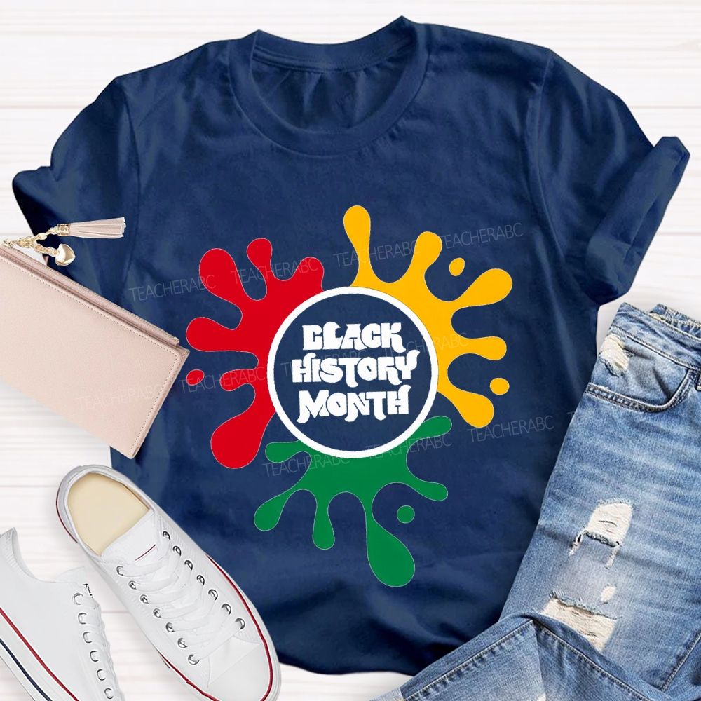 Black History Month Color Patchwork Print T-shirt