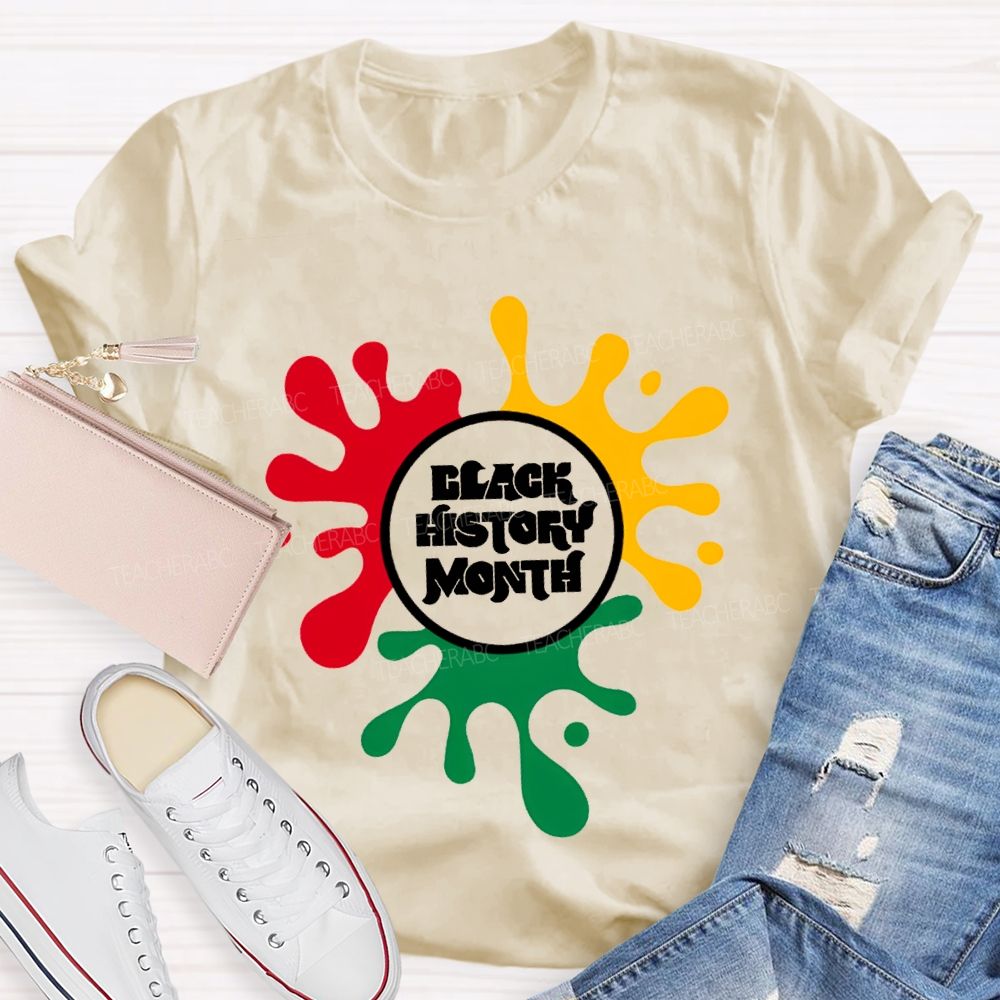 Black History Month Color Patchwork Print T-shirt