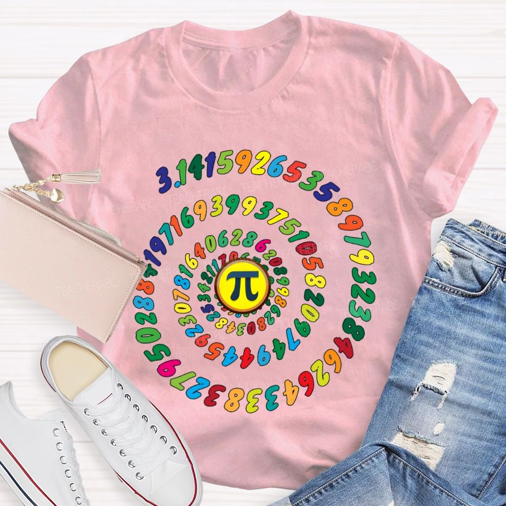 Colored Numbers And Pi Math Teacher T-shirt