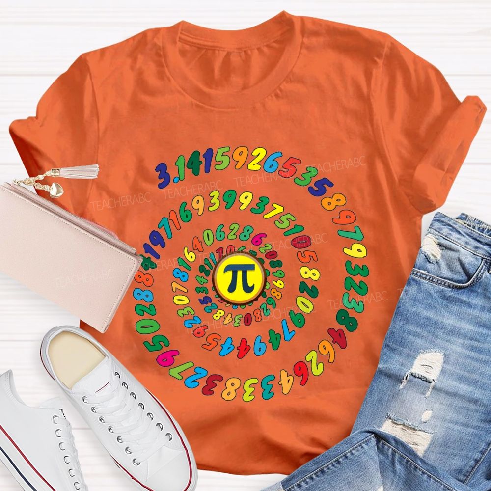 Colored Numbers And Pi Math Teacher T-shirt