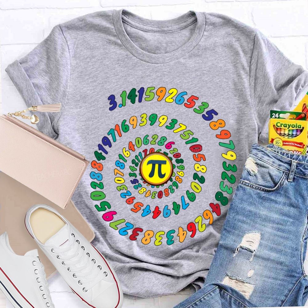 Colored Numbers And Pi Math Teacher T-shirt
