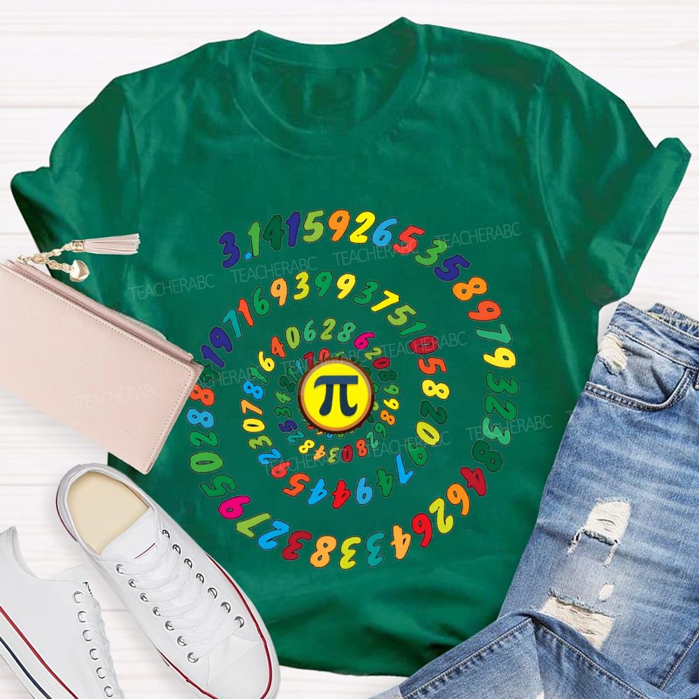 Colored Numbers And Pi Math Teacher T-shirt