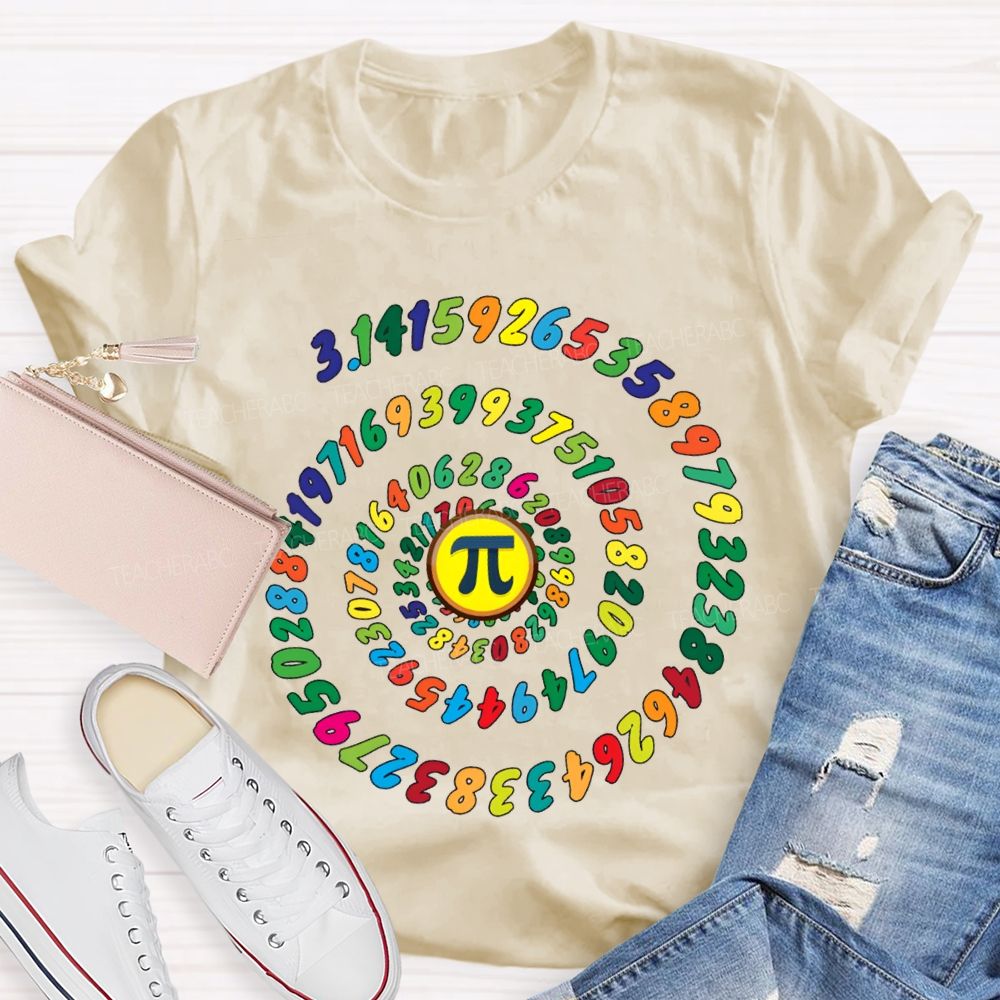 Colored Numbers And Pi Math Teacher T-shirt