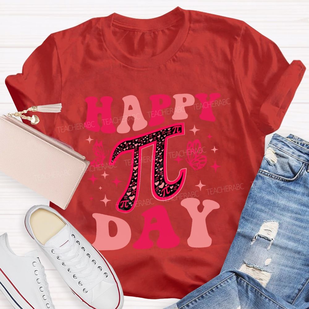 Happy Pi Day And Butterfly Print Math Teacher T-shirt