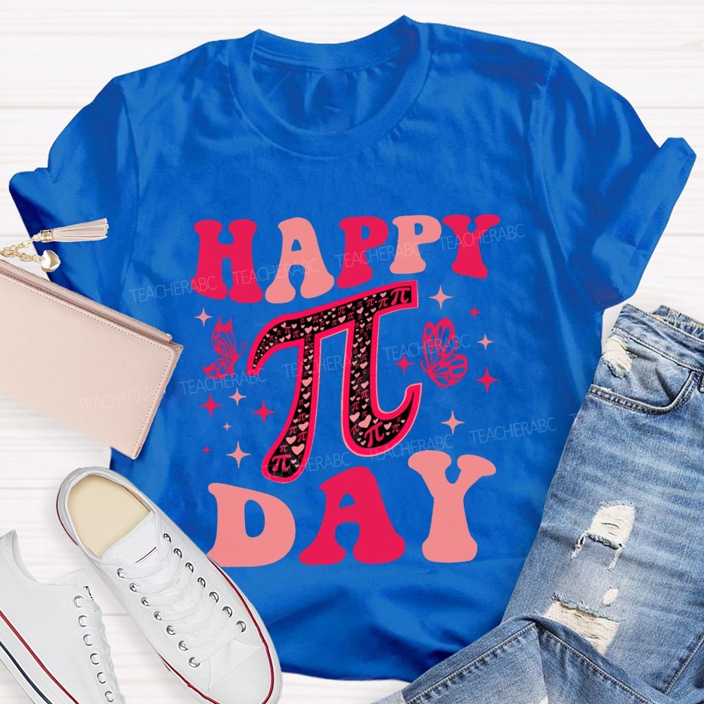 Happy Pi Day And Butterfly Print Math Teacher T-shirt
