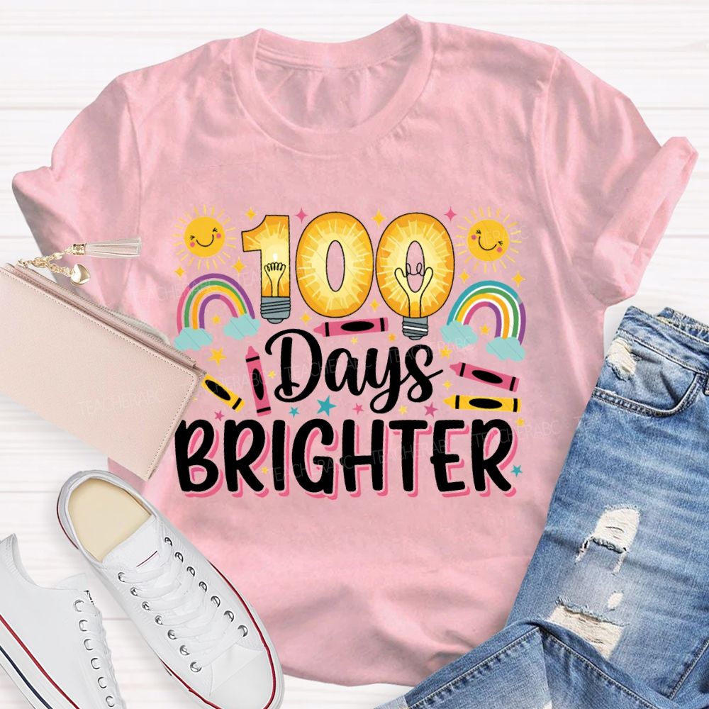 100 Days Brighter Sun Rainbow And Crayons T-shirt