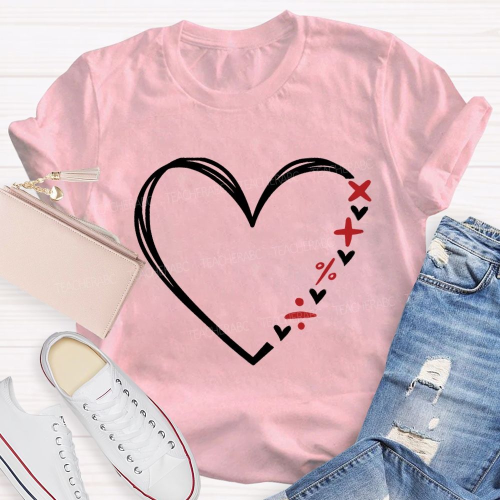 Heart With Mathematical Symbols T-Shirt