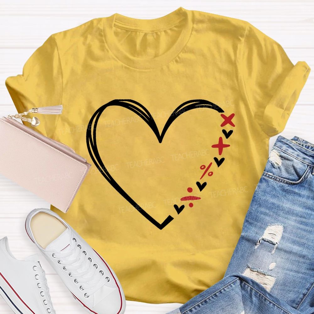 Heart With Mathematical Symbols T-Shirt