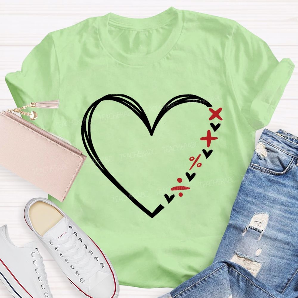 Heart With Mathematical Symbols T-Shirt