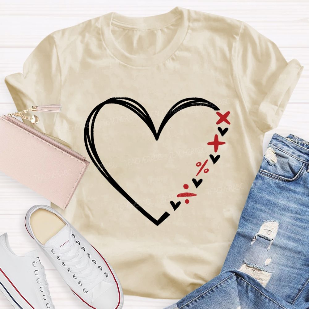 Heart With Mathematical Symbols T-Shirt
