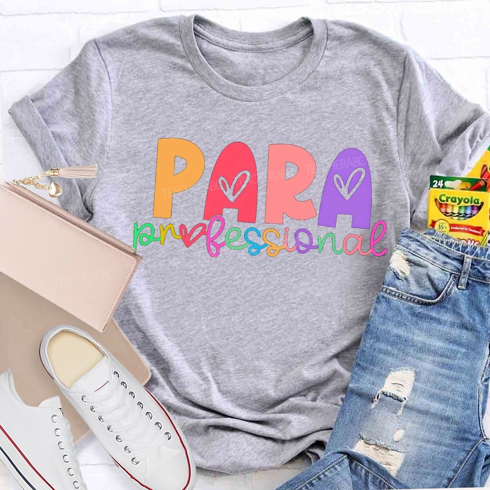 Para Professional Colorful Heart Font T-shirt