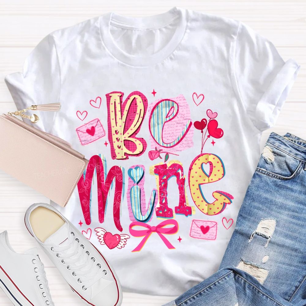 Be Mine Pink Hearts And Bows T-shirt