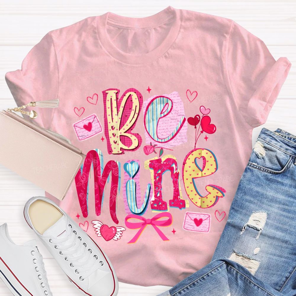 Be Mine Pink Hearts And Bows T-shirt