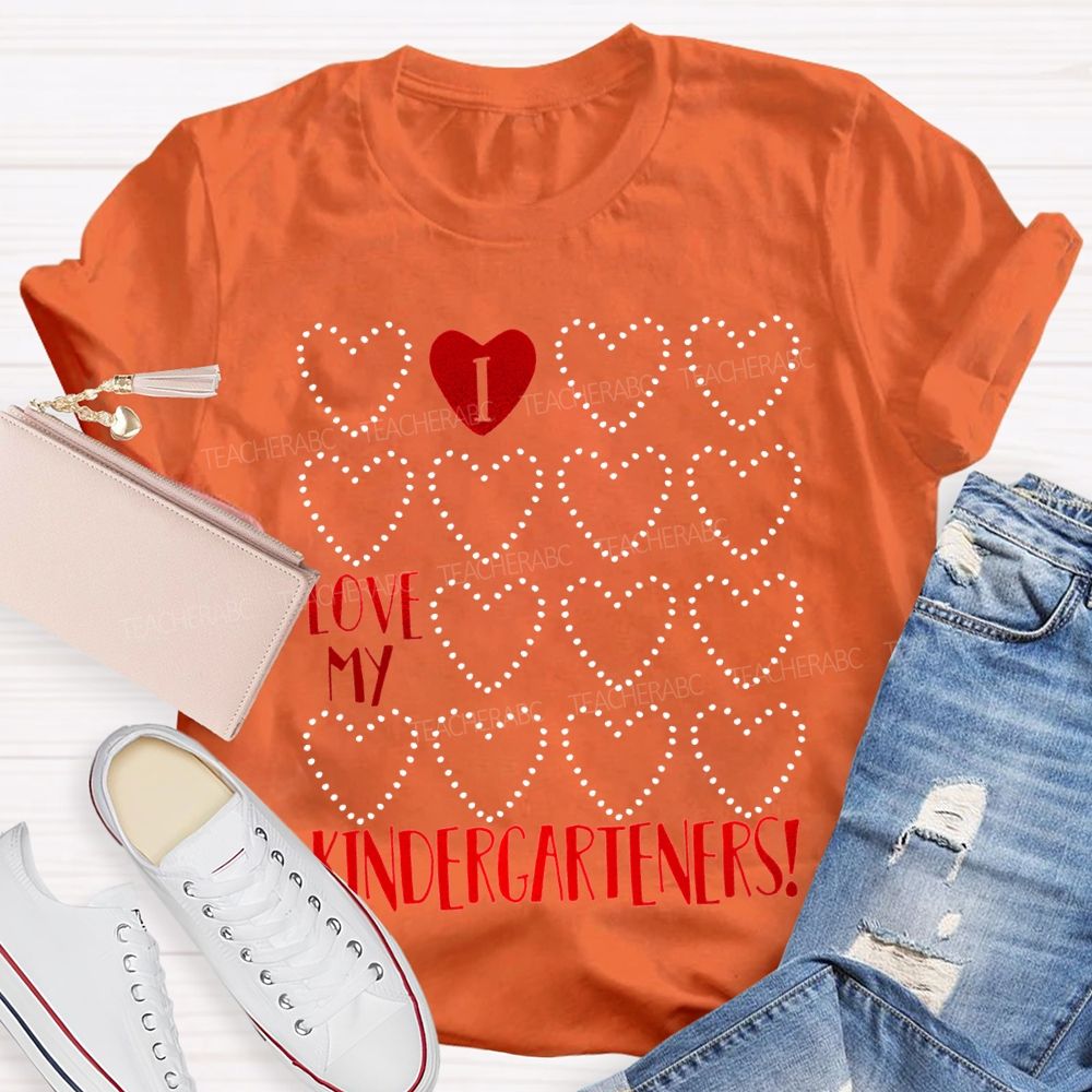 L Love My Kindergarteners Polka Dot Heart Print T-shirt