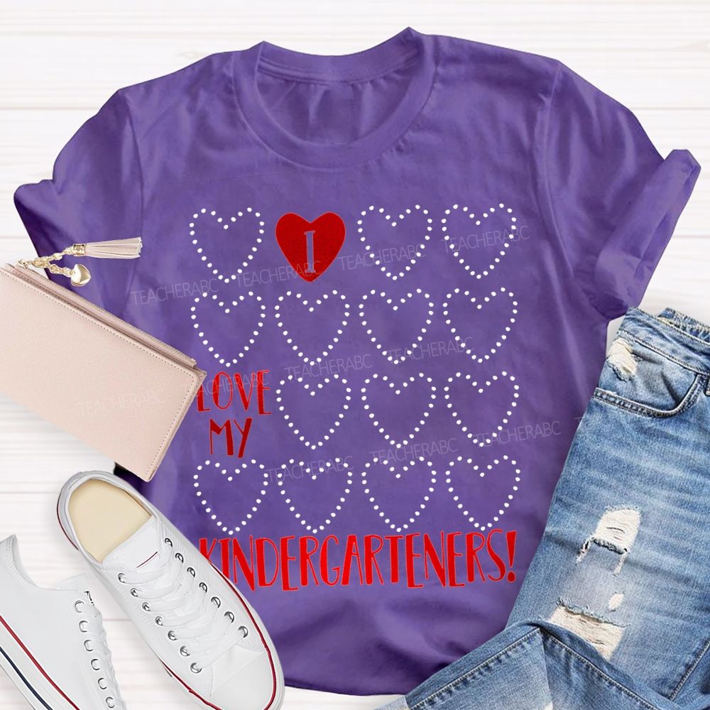 L Love My Kindergarteners Polka Dot Heart Print T-shirt