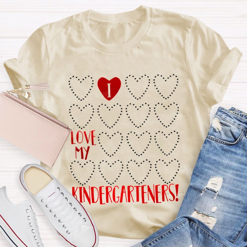 L Love My Kindergarteners Polka Dot Heart Print T-shirt