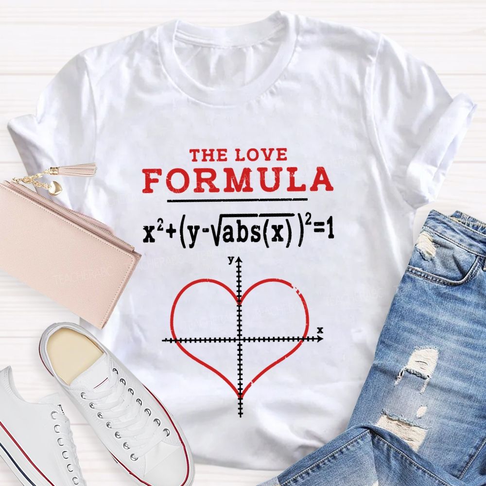 The Love Formula Heart-Shaped Coordinate Axis Math Teacher T-shirt