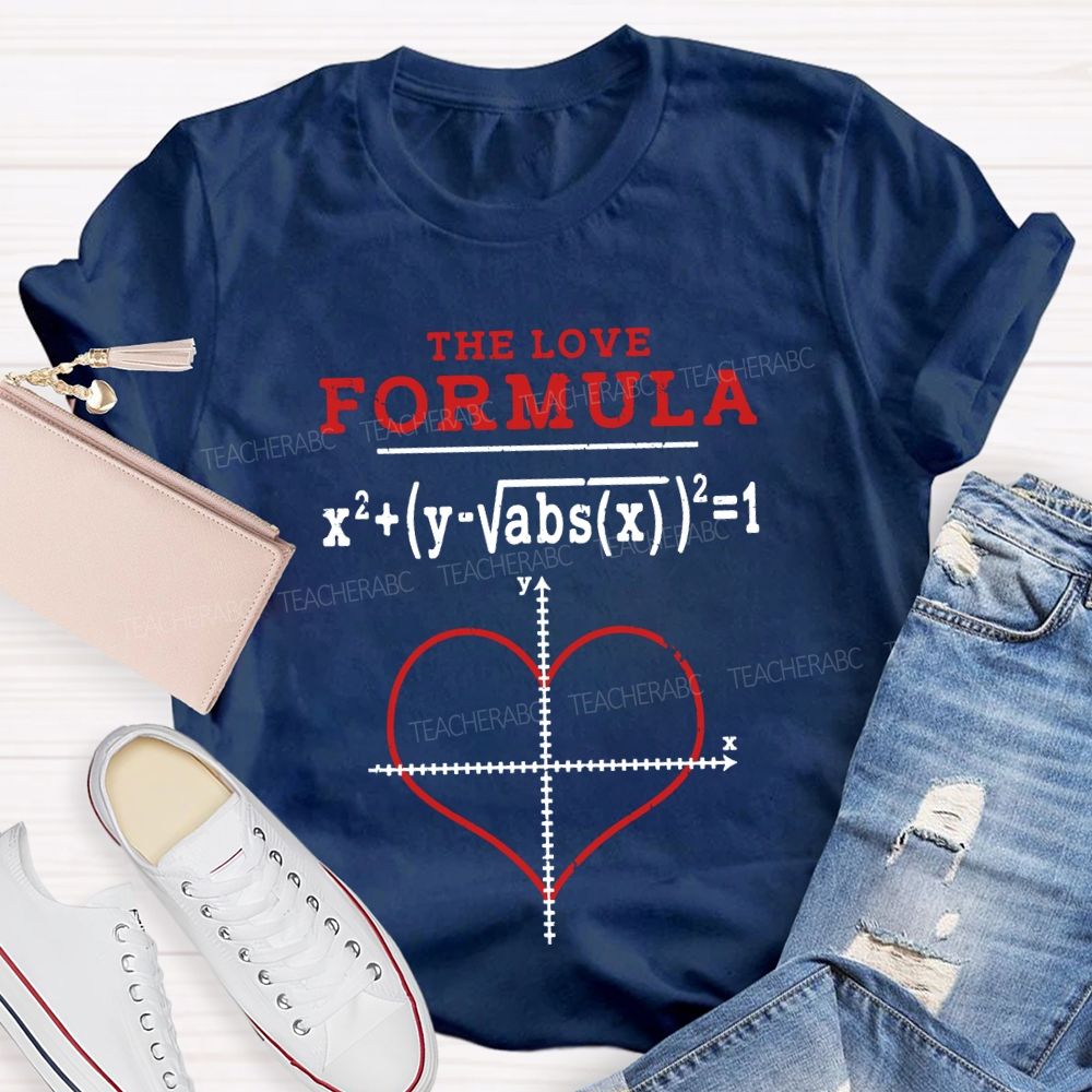 The Love Formula Heart-Shaped Coordinate Axis Math Teacher T-shirt