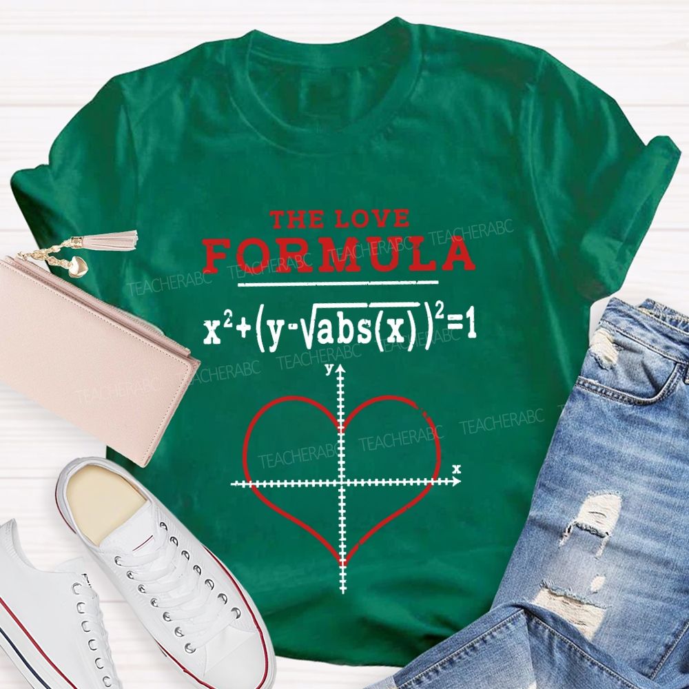 The Love Formula Heart-Shaped Coordinate Axis Math Teacher T-shirt