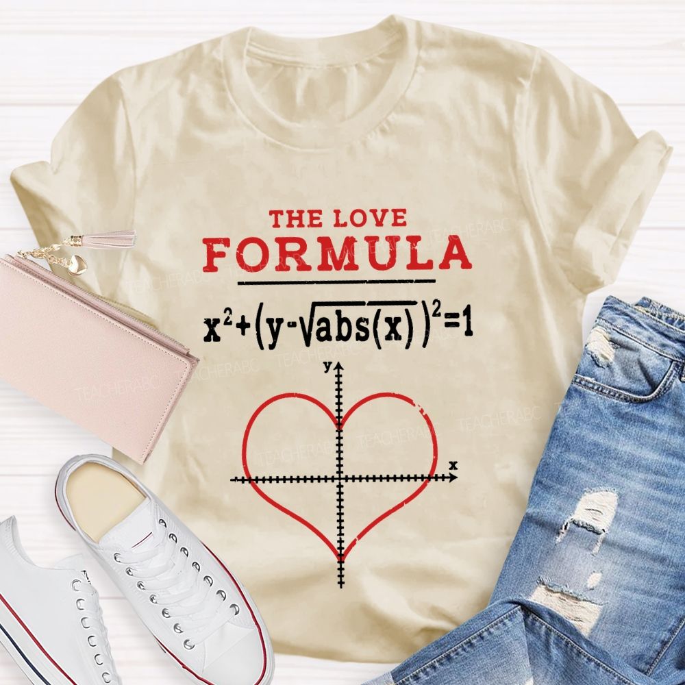The Love Formula Heart-Shaped Coordinate Axis Math Teacher T-shirt