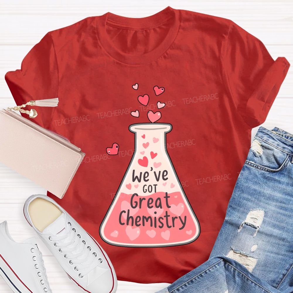 We'Ve Got Great Chemistry Pink Heart Science Teacher T-shirt