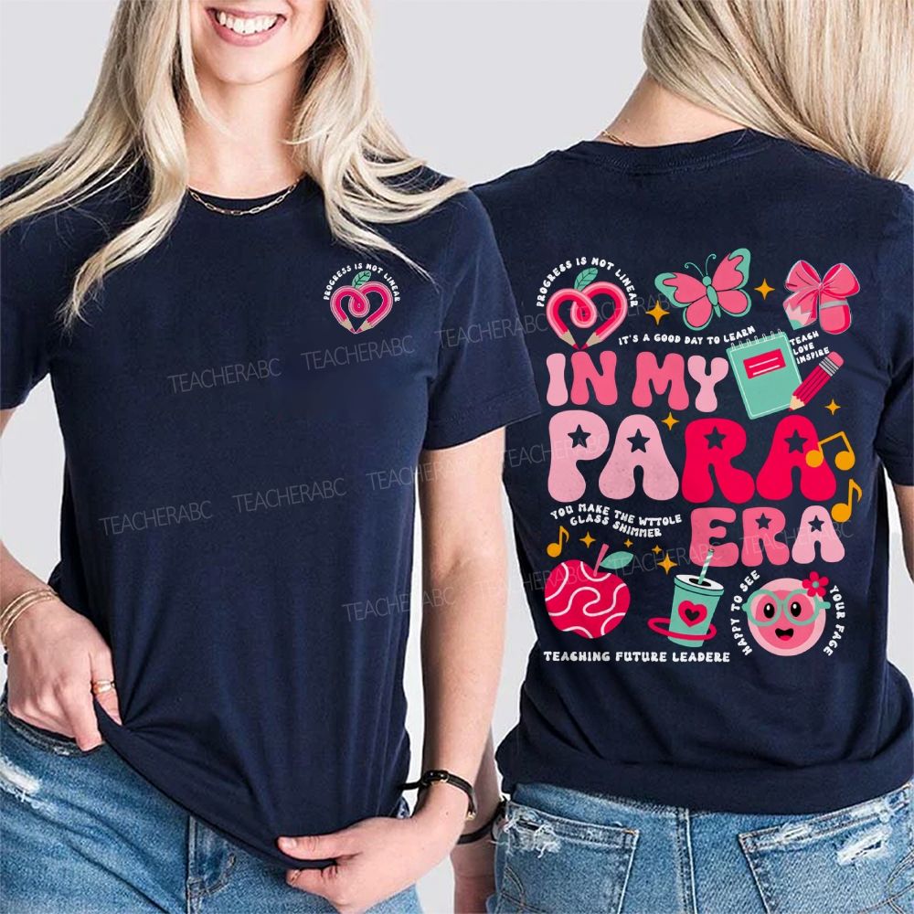 Personalized Name In My Para Era Heart-Shaped Pencil Print Double Printed T-shirt