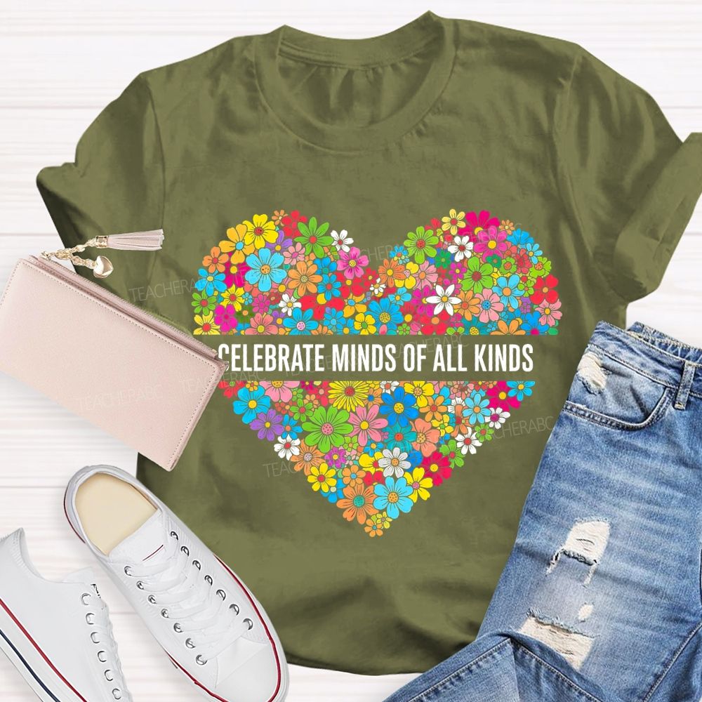 Floral Heart Celebrate Minds Of All Kinds T-shirt