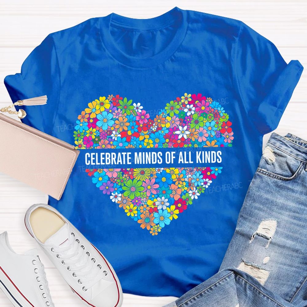 Floral Heart Celebrate Minds Of All Kinds T-shirt